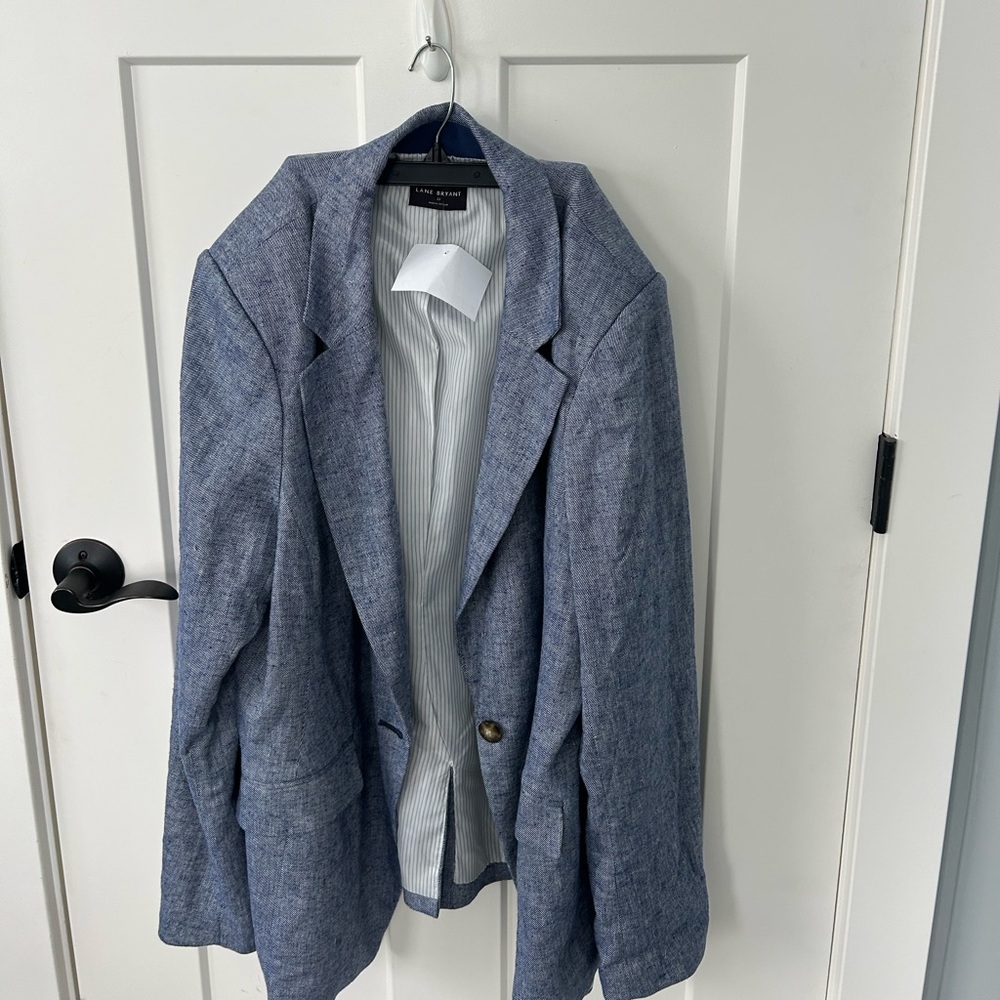 Lane Bryant Navy and White Pinstripe Blazer